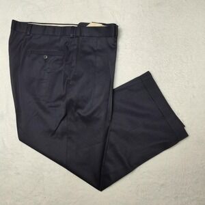 Jack Victor Dress Pants Mens 38x28 Blue Wool Cashmere Pleated Cuffed Work Slacks